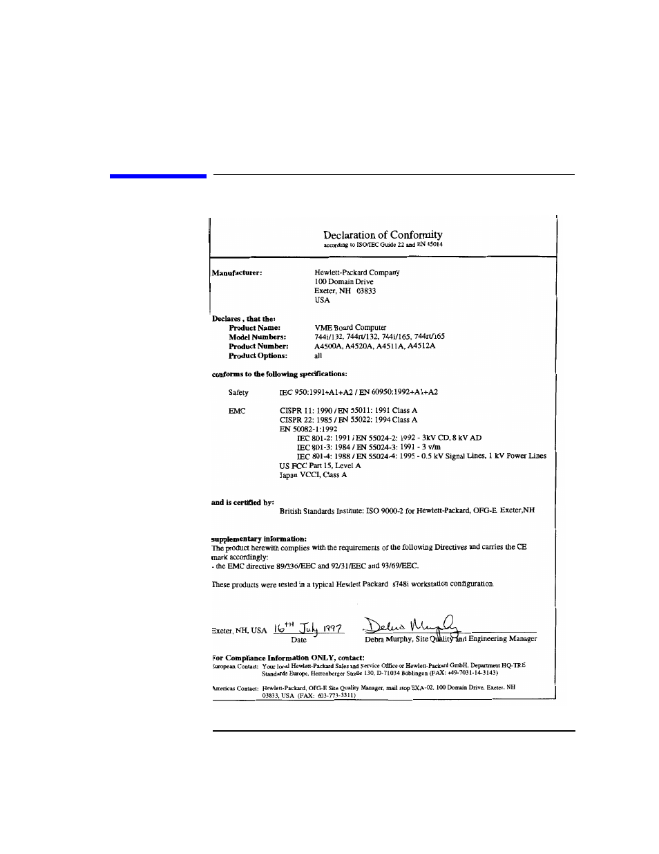 Declaration of conformity | HP 744 User Manual | Page 19 / 154
