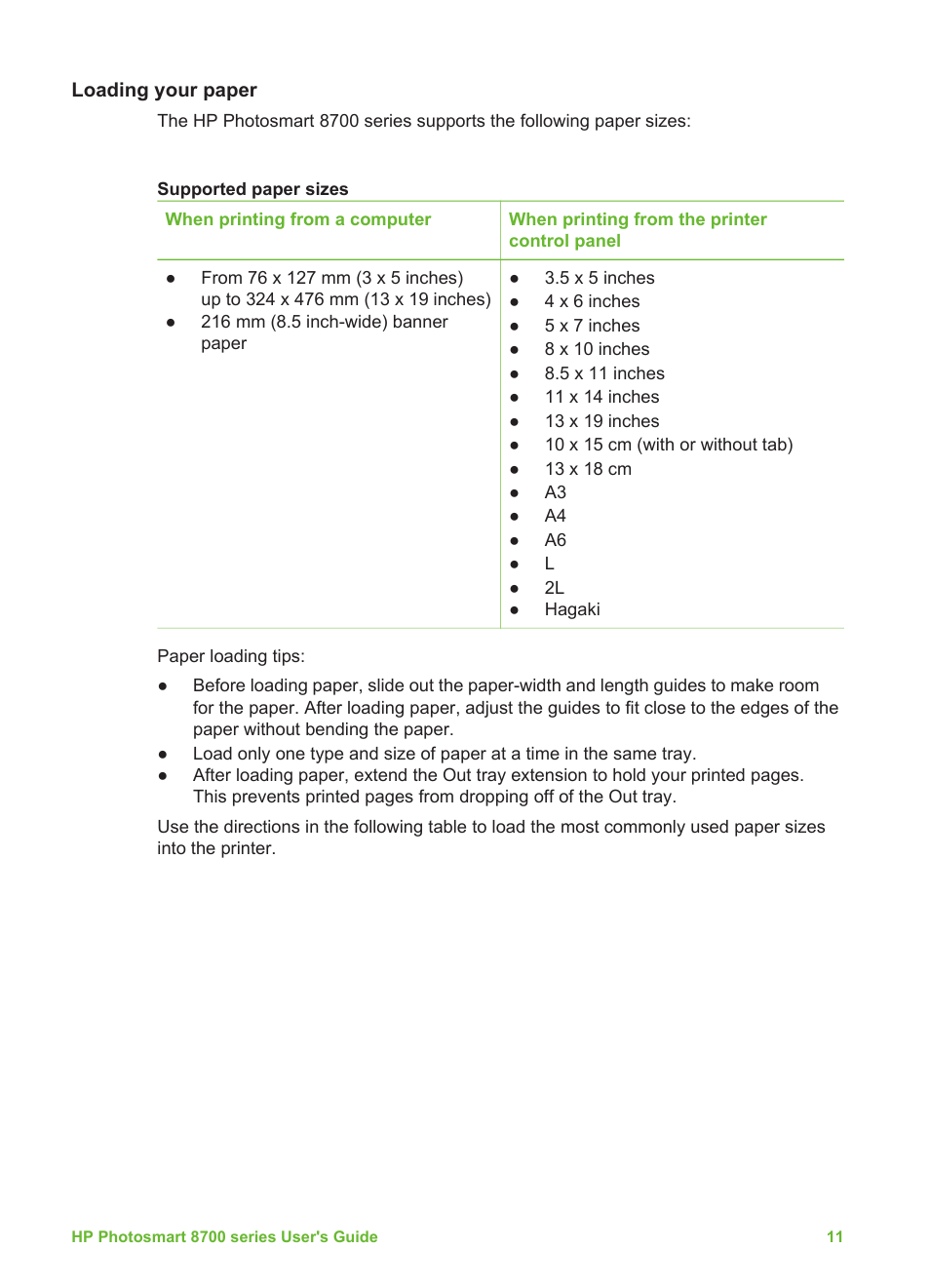 Loading your paper | HP 8700 User Manual | Page 15 / 83