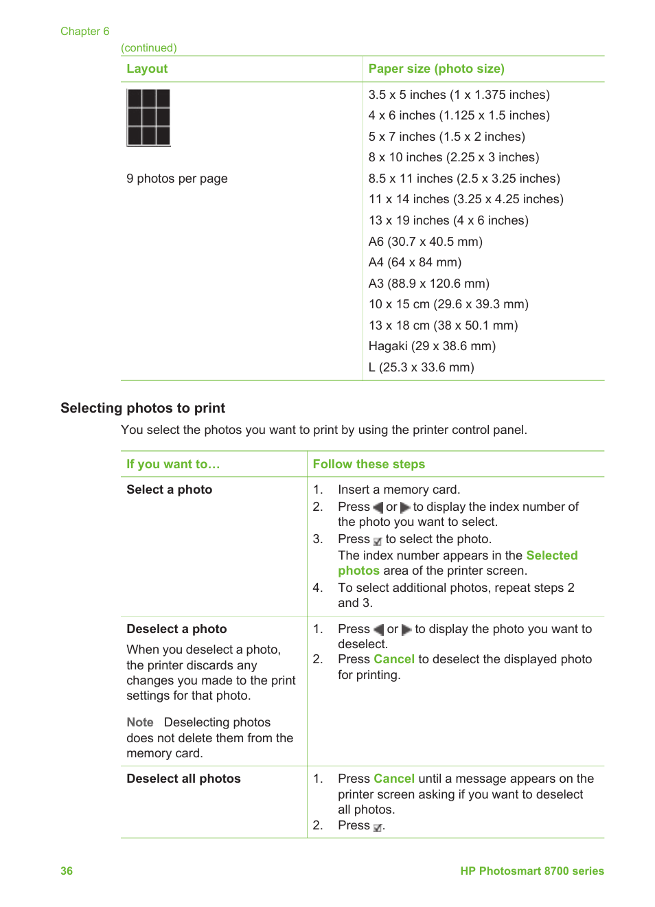 Selecting photos to print | HP 8700 User Manual | Page 40 / 83