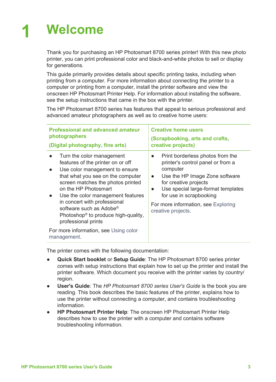 Welcome | HP 8700 User Manual | Page 7 / 83