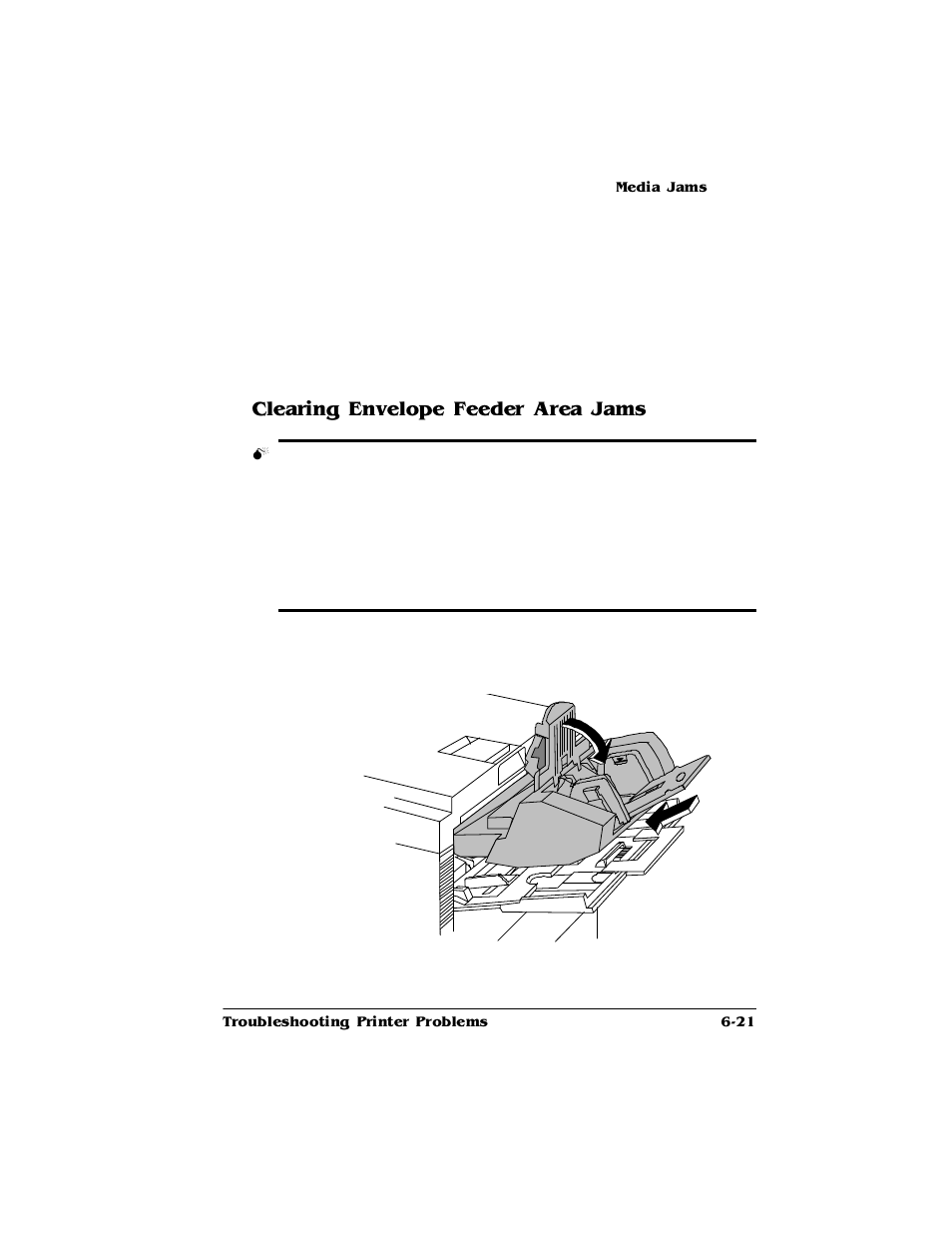 Clearing envelope feeder area jams, Clearing envelope feeder area jams 6-21, Ohdulqj(qyhorsh)hhghu$uhd-dpv | HP 2425 User Manual | Page 101 / 186