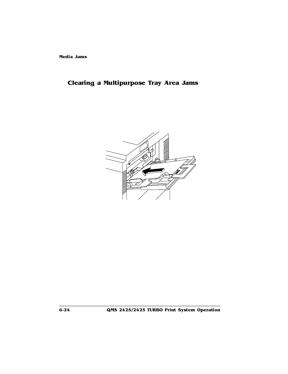 Clearing a multipurpose tray area jams, Clearing a multipurpose tray area jams 6-24, Ohdulqjd0xowlsxusrvh7ud\$uhd-dpv | HP 2425 User Manual | Page 104 / 186