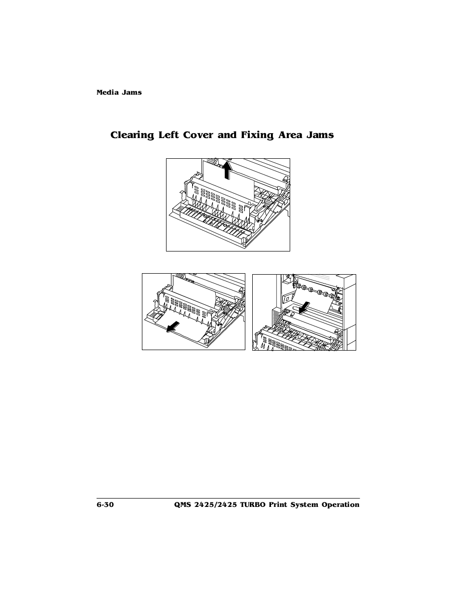 Clearing left cover and fixing area jams, Clearing left cover and fixing area jams 6-30, Ohdulqj/hiw&ryhudqg)l[lqj$uhd-dpv | HP 2425 User Manual | Page 110 / 186