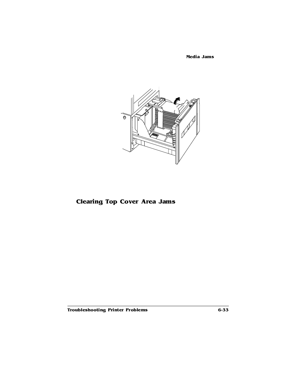 Clearing top cover area jams, Clearing top cover area jams 6-33, Ohdulqj7rs&ryhu$uhd-dpv | HP 2425 User Manual | Page 113 / 186