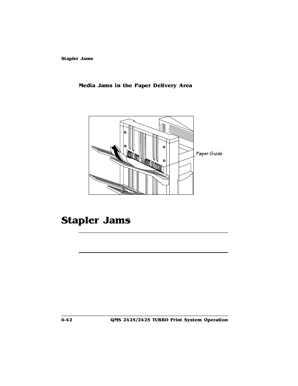 Media jams in the paper delivery area, Stapler jams, Stapler jams -42 | 6wdsohu-dpv | HP 2425 User Manual | Page 122 / 186