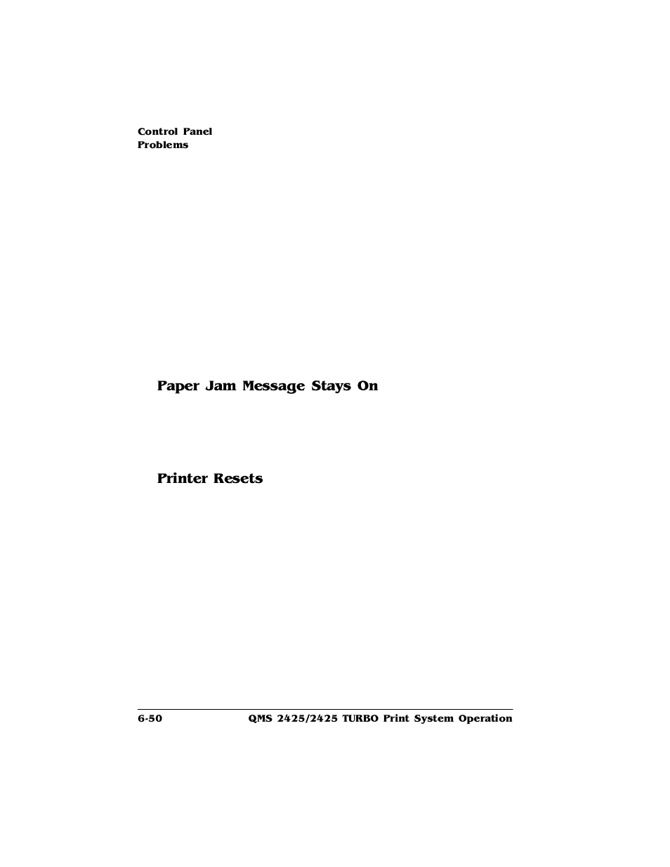 Paper jam message stays on, Printer resets, Paper jam message stays on 6-50 | Printer resets 6-50, 3dshu-dp0hvvdjh6wd\v2q, 3ulqwhu5hvhwv | HP 2425 User Manual | Page 130 / 186