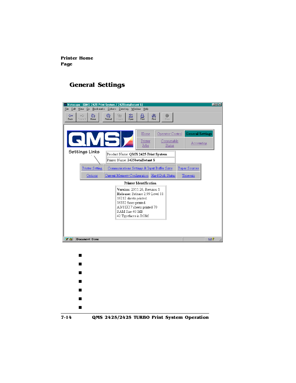 General settings, General settings 7-14, Hqhudo6hwwlqjv | HP 2425 User Manual | Page 156 / 186