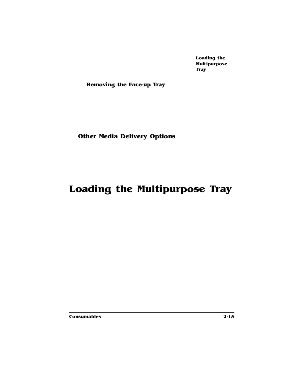 Removing the face-up tray, Other media delivery options, Loading the multipurpose tray | Other media delivery options 2-15, Loading the multipurpose tray -15, Rdglqjwkh0xowlsxusrvh7ud, 2wkhu0hgld'holyhu\2swlrqv | HP 2425 User Manual | Page 27 / 186