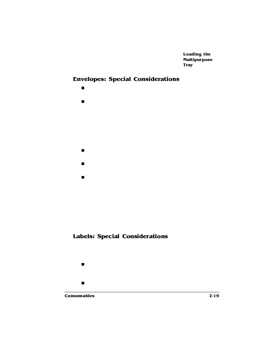 Envelopes: special considerations, Labels: special considerations, Qyhorshv6shfldo&rqvlghudwlrqv | Dehov6shfldo&rqvlghudwlrqv | HP 2425 User Manual | Page 31 / 186