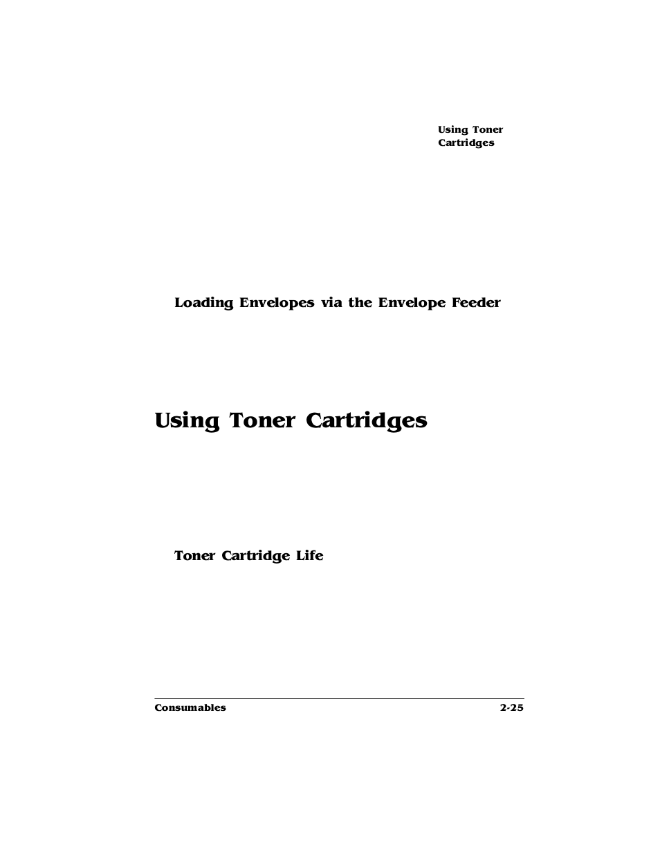 Loading envelopes via the envelope feeder, Using toner cartridges, Toner cartridge life | Loading envelopes via the envelope feeder 2-25, Using toner cartridges -25, Toner cartridge life 2-25, 8vlqj7rqhu&duwulgjhv, Rdglqj(qyhorshvyldwkh(qyhorsh)hhghu, 7rqhu&duwulgjh/lih | HP 2425 User Manual | Page 37 / 186