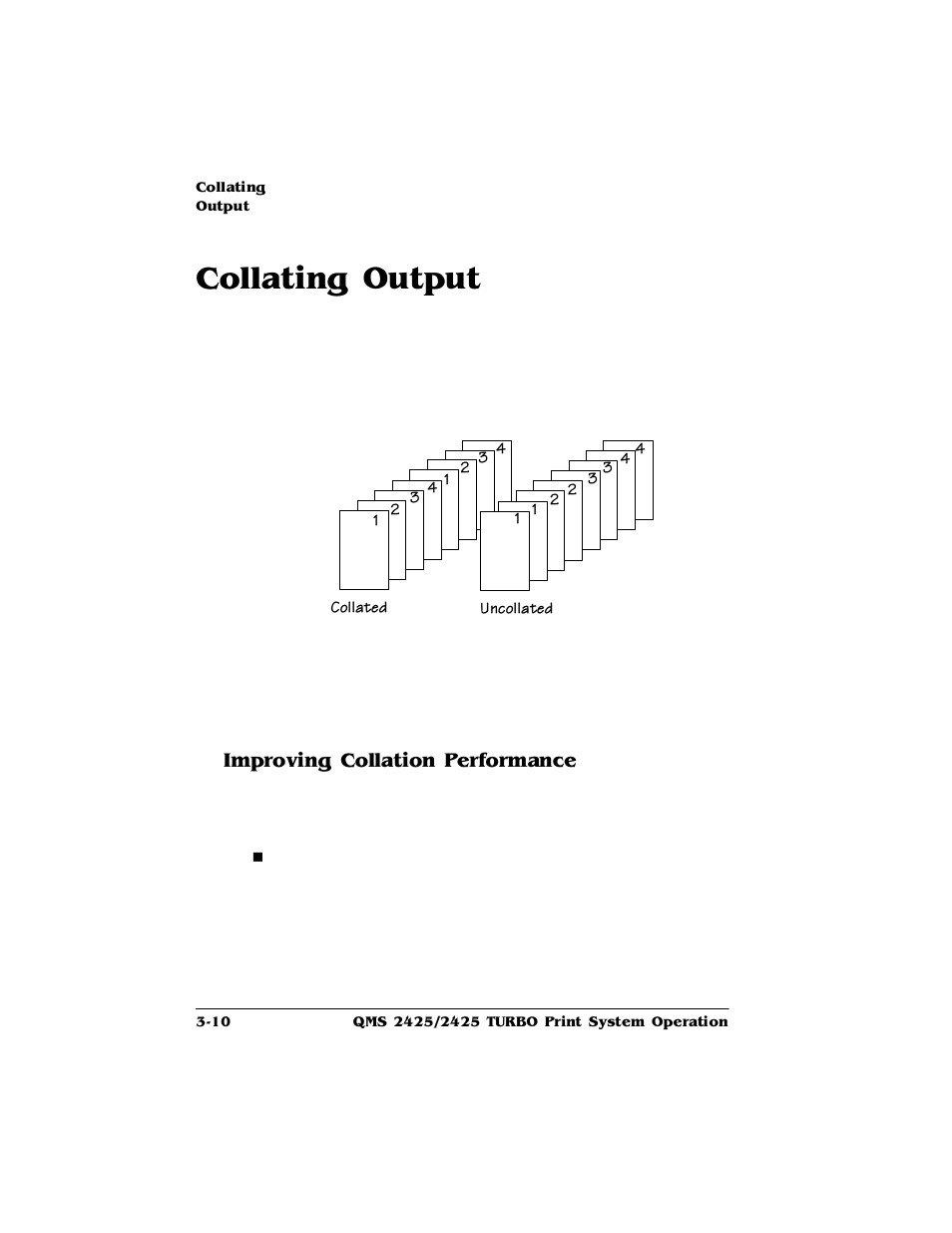 Collating output, Improving collation performance, Collating output -10 | Improving collation performance 3-10, Roodwlqj2xwsxw, Psurylqj&roodwlrq3huirupdqfh | HP 2425 User Manual | Page 54 / 186