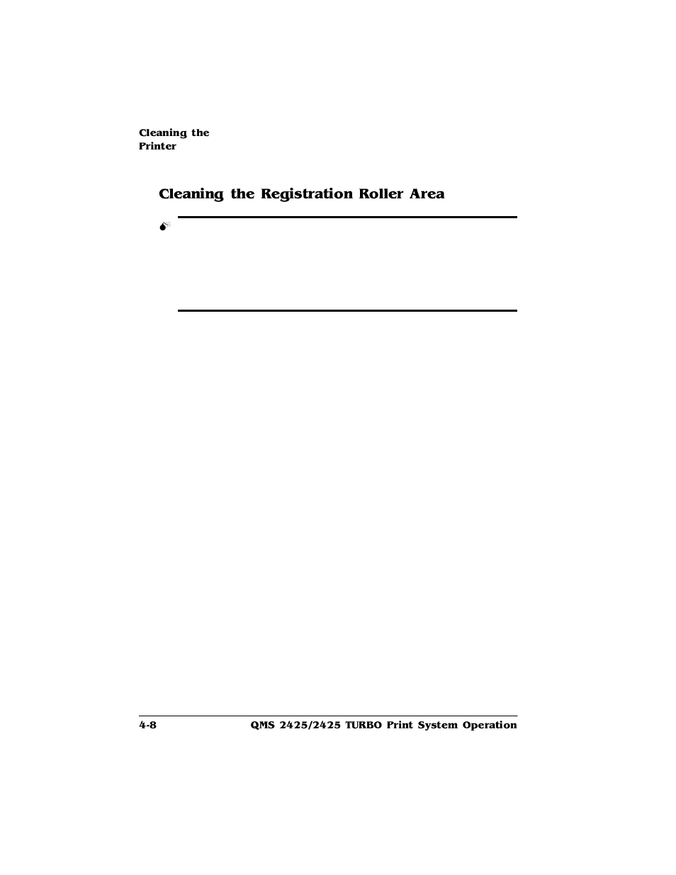 Cleaning the registration roller area, Cleaning the registration roller area 4-8, Ohdqlqjwkh5hjlvwudwlrq5roohu$uhd | HP 2425 User Manual | Page 68 / 186