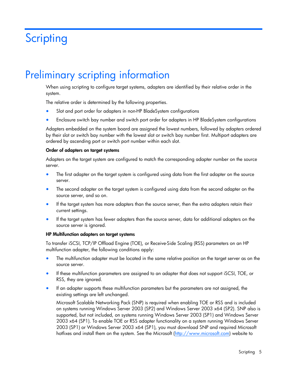 Scripting, Preliminary scripting information | HP 289166-40B User Manual | Page 5 / 19