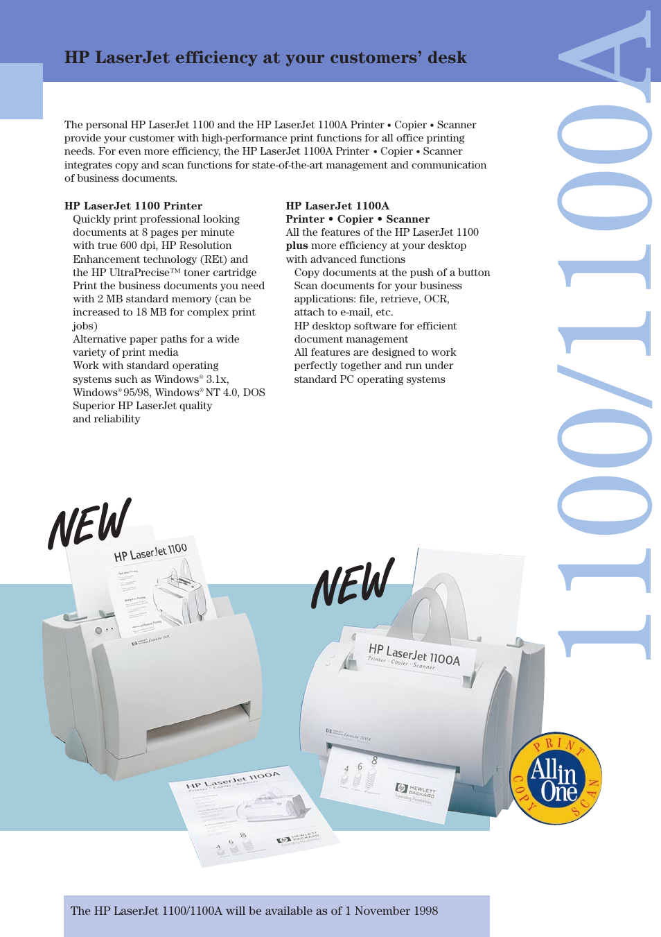 Hp laserjet efficiency at your customers’ desk | HP 1100 User Manual | Page 2 / 8