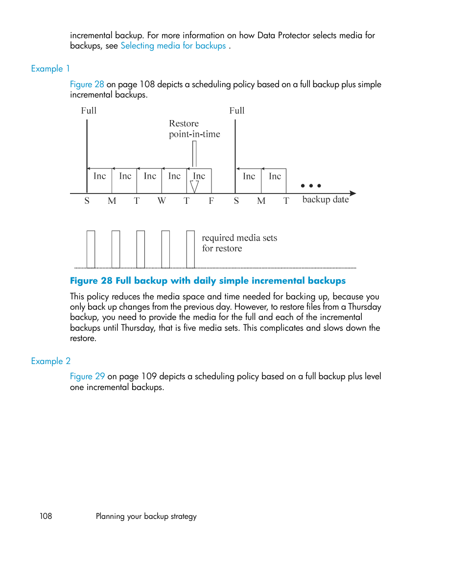 Full backup with daily simple incremental backups | HP B6960-96035 User Manual | Page 108 / 422