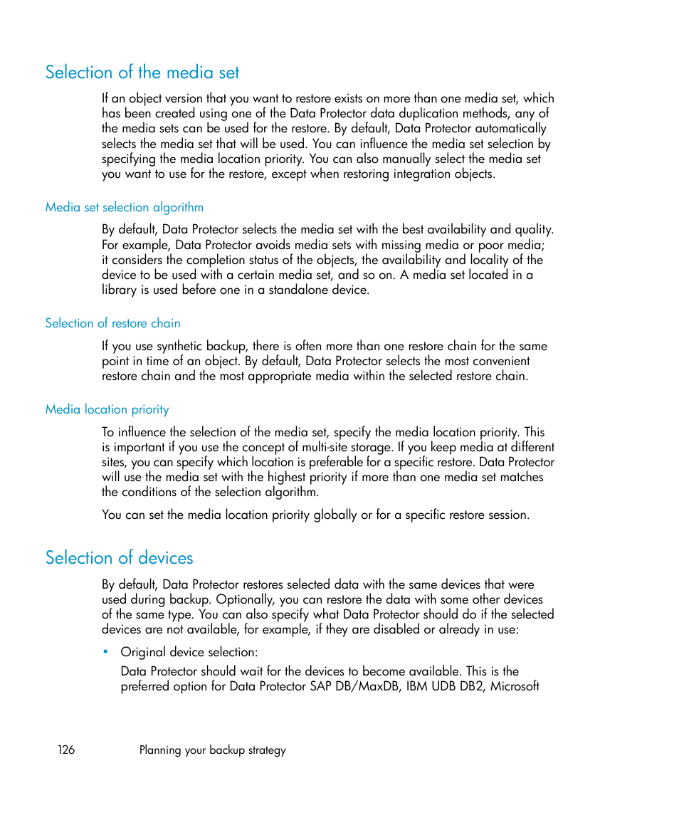 Selection of the media set, Selection of devices, 126 selection of devices | HP B6960-96035 User Manual | Page 126 / 422