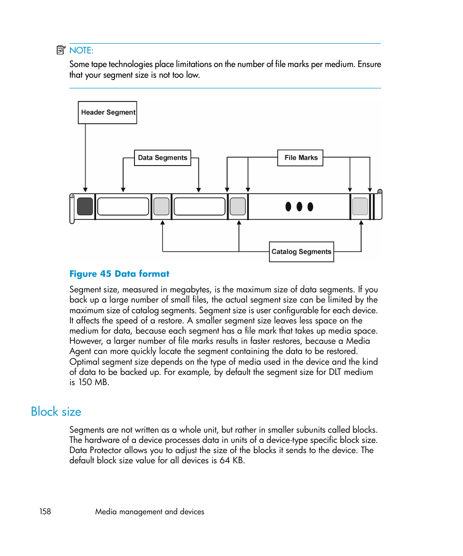 Block size, Data format, Figure 45 | HP B6960-96035 User Manual | Page 158 / 422