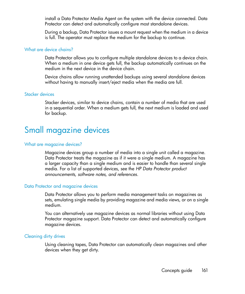 Small magazine devices | HP B6960-96035 User Manual | Page 161 / 422