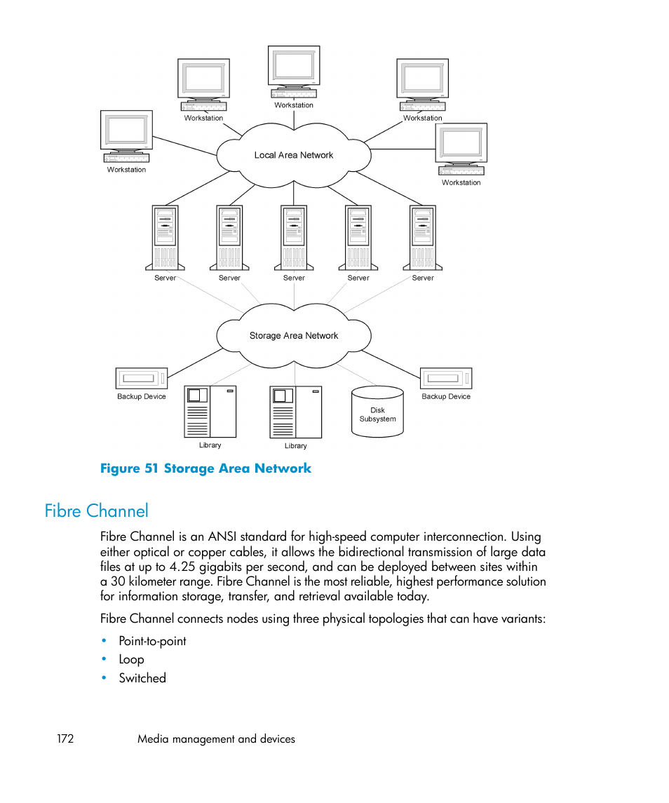 Fibre channel, Storage area network | HP B6960-96035 User Manual | Page 172 / 422