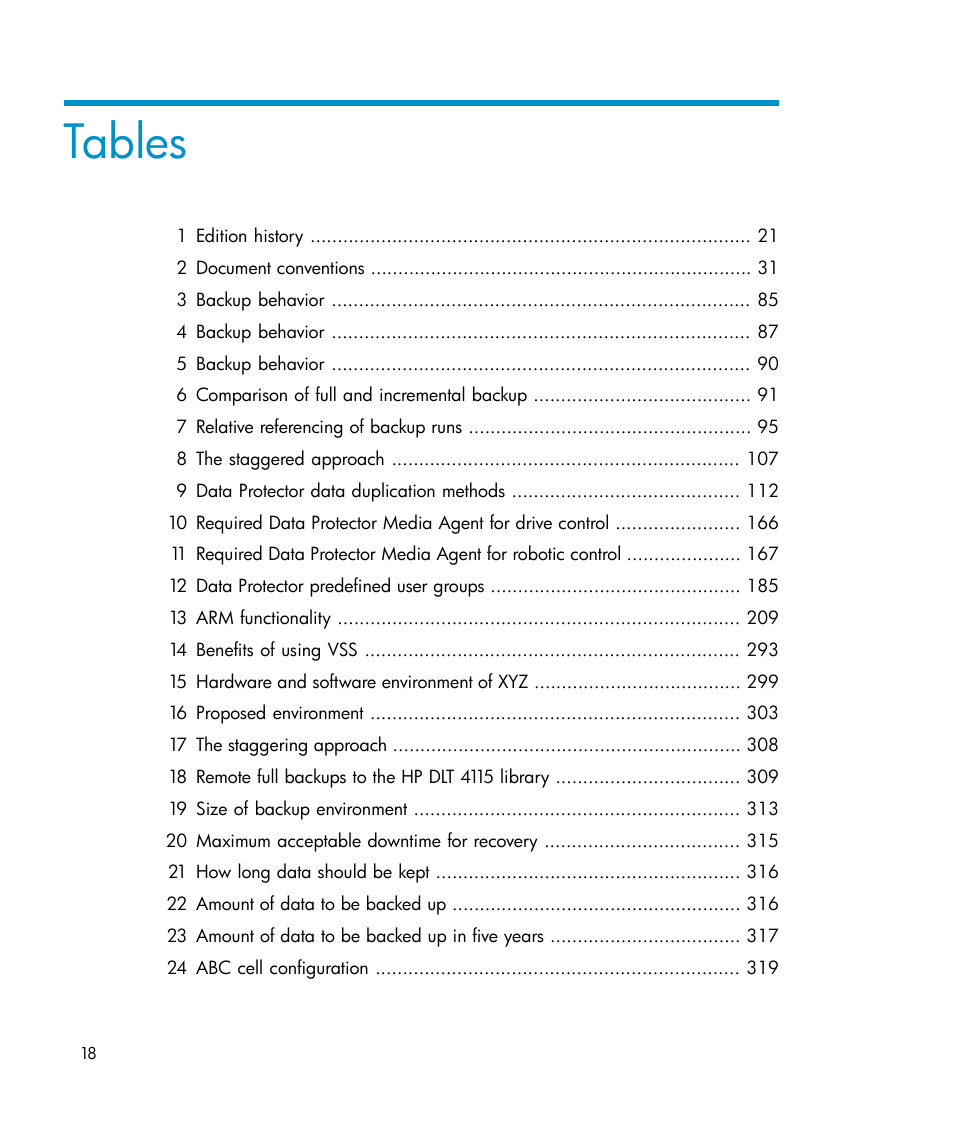 Tables | HP B6960-96035 User Manual | Page 18 / 422