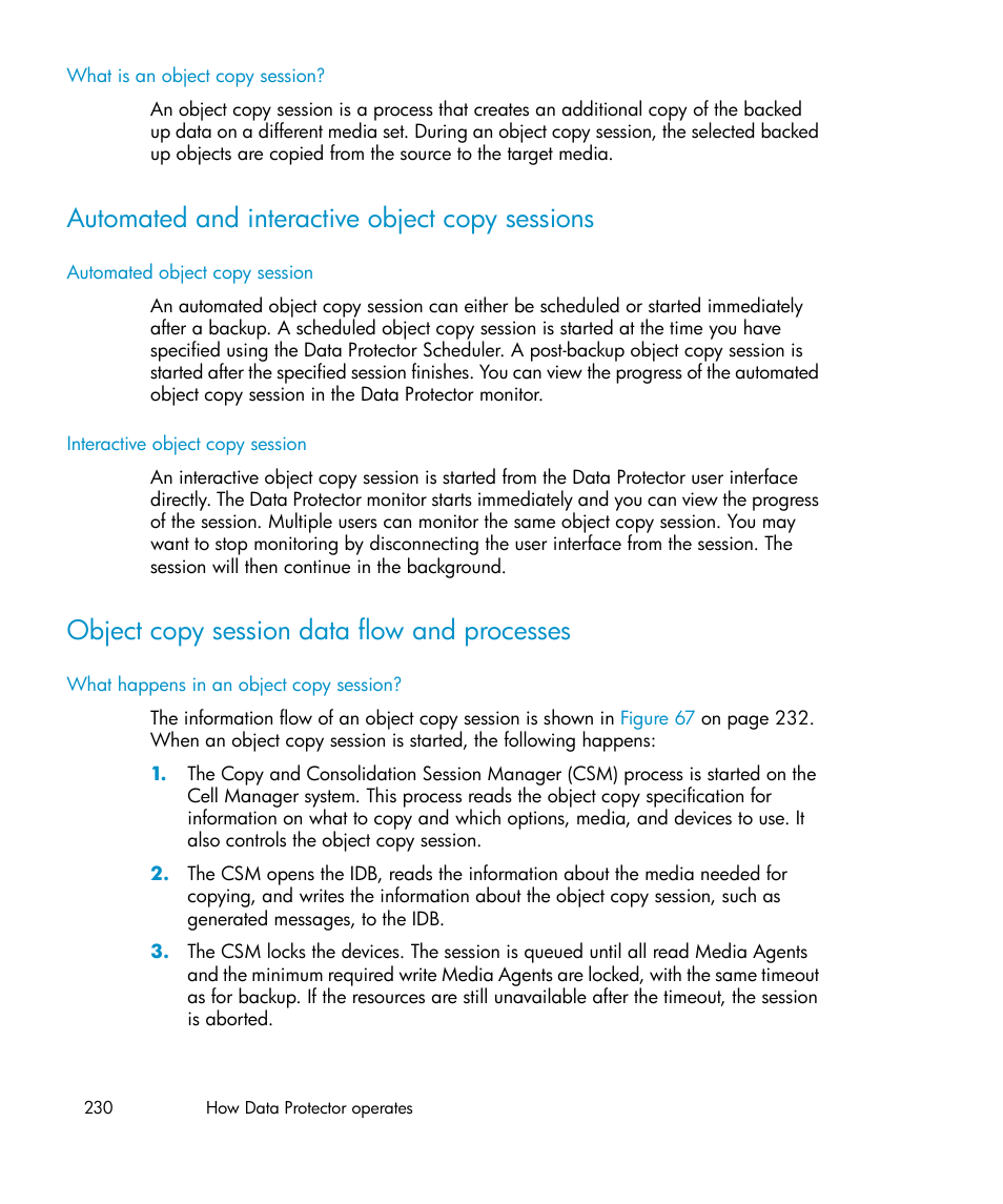 Automated and interactive object copy sessions, Object copy session data flow and processes, 230 object copy session data flow and processes | HP B6960-96035 User Manual | Page 230 / 422