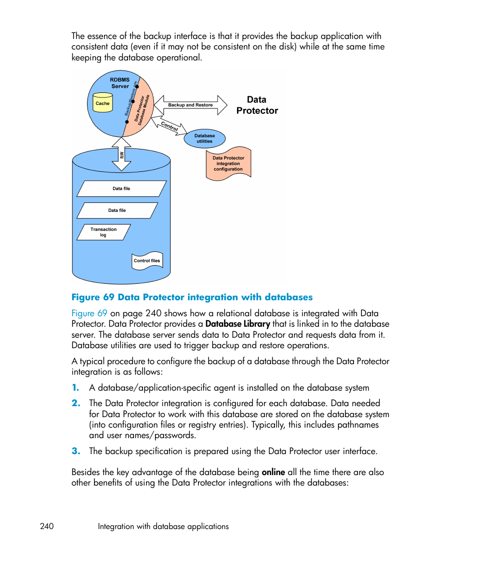 Data protector integration with databases | HP B6960-96035 User Manual | Page 240 / 422