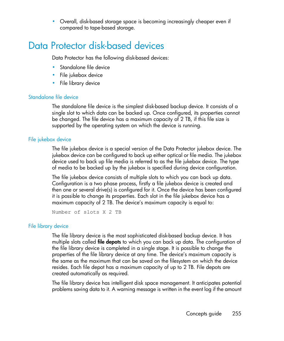 Data protector disk-based devices | HP B6960-96035 User Manual | Page 255 / 422