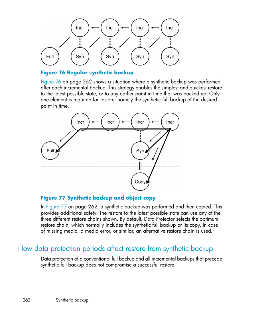 Regular synthetic backup, Synthetic backup and object copy | HP B6960-96035 User Manual | Page 262 / 422