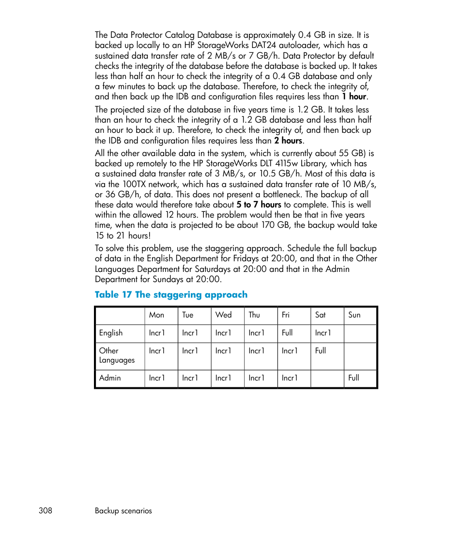 The staggering approach | HP B6960-96035 User Manual | Page 308 / 422