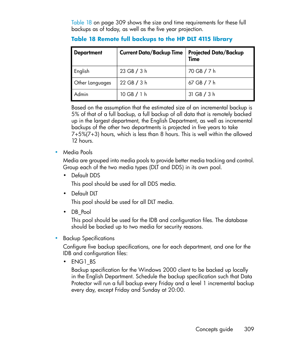 Remote full backups to the hp dlt 4115 library | HP B6960-96035 User Manual | Page 309 / 422