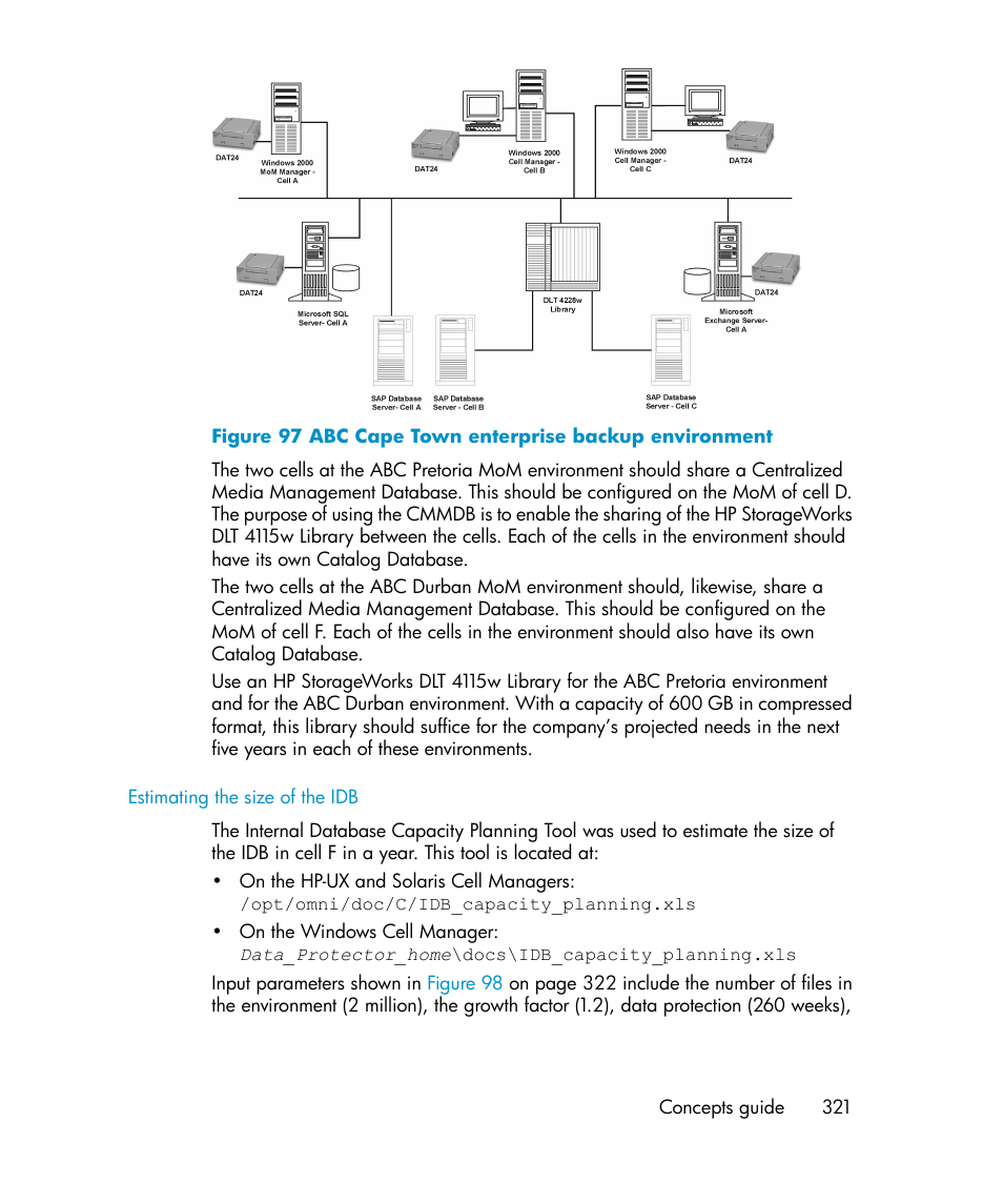 Abc cape town enterprise backup environment | HP B6960-96035 User Manual | Page 321 / 422