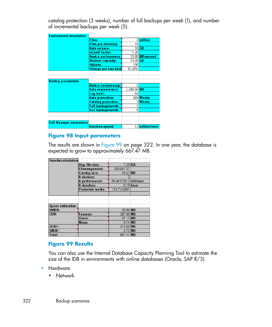 Input parameters, Results | HP B6960-96035 User Manual | Page 322 / 422