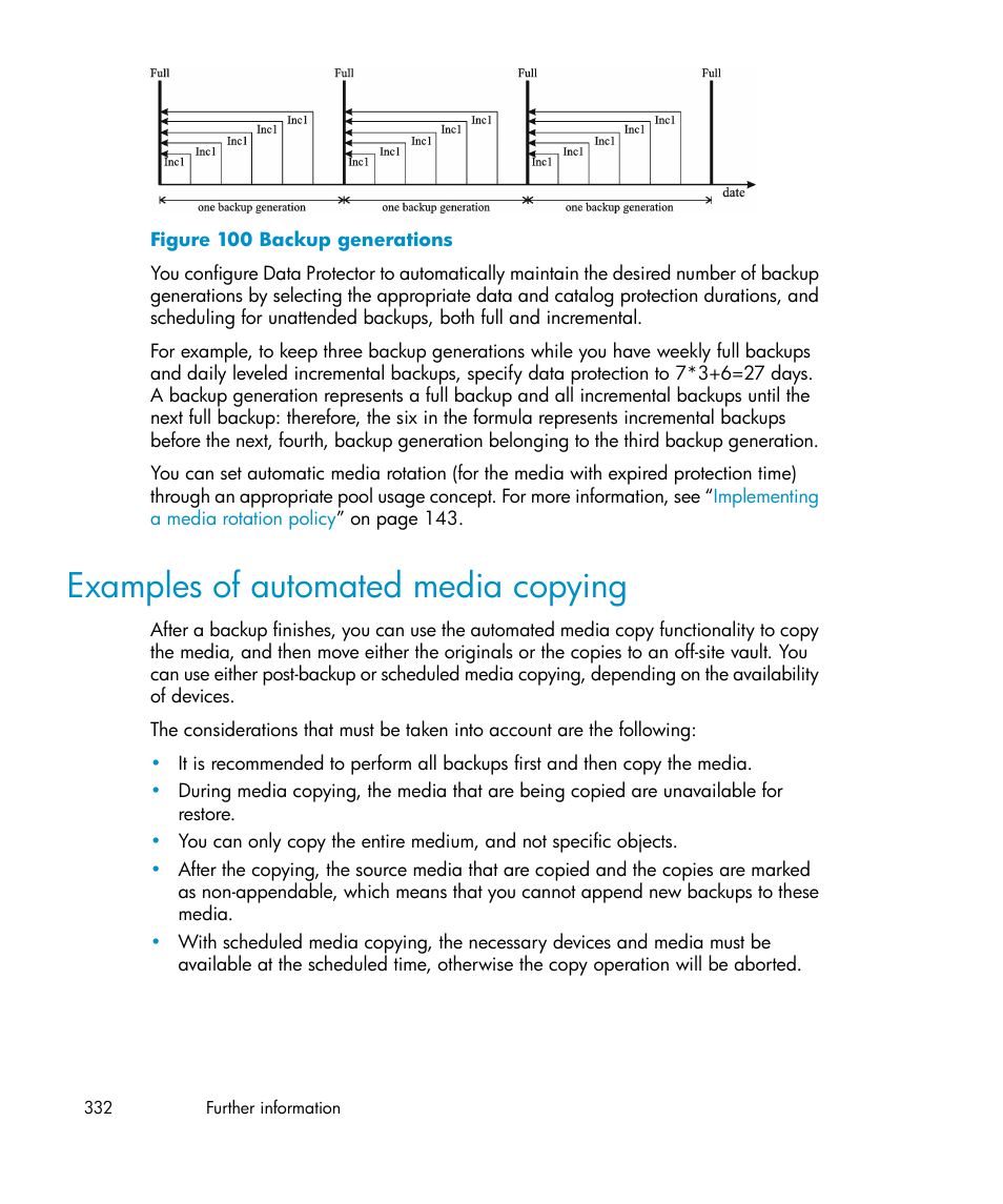 Examples of automated media copying, Backup generations | HP B6960-96035 User Manual | Page 332 / 422