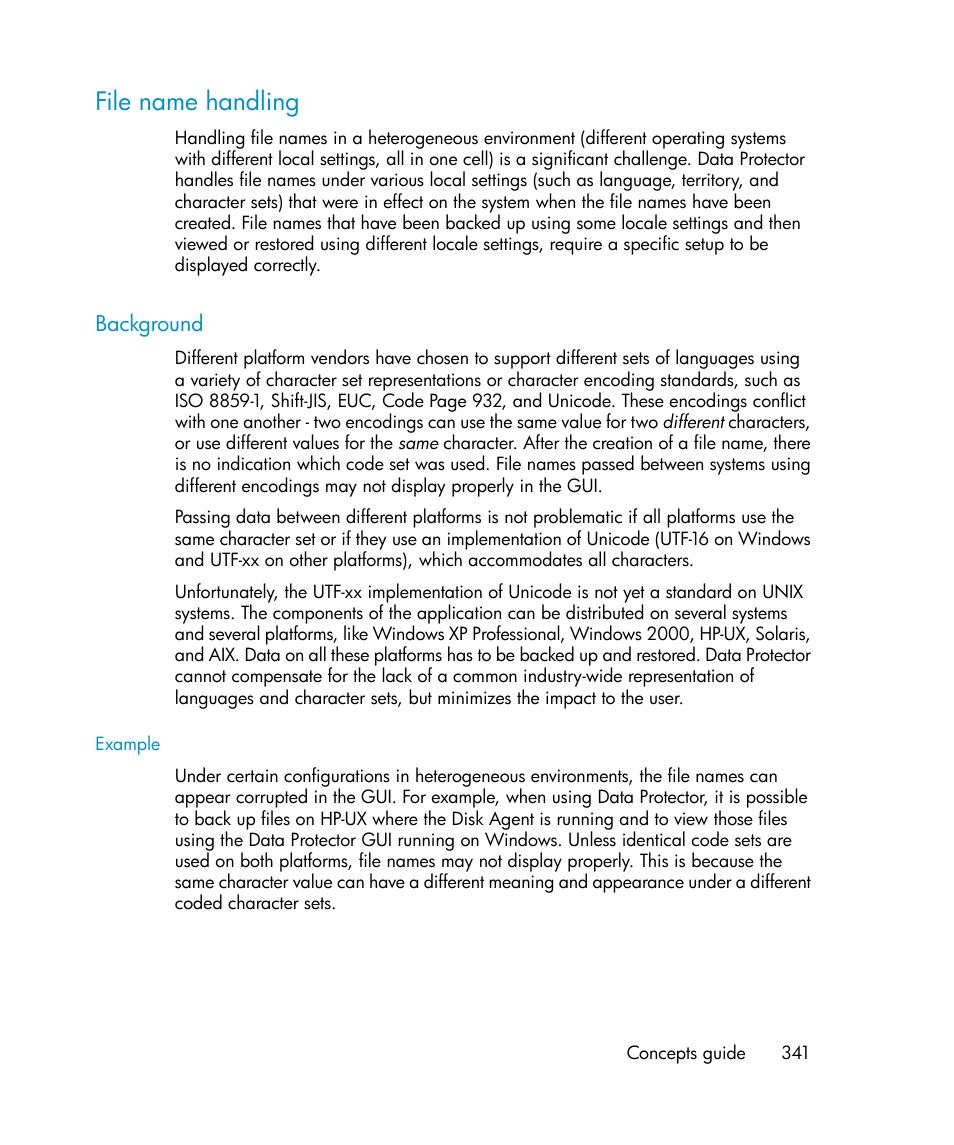 File name handling, Background | HP B6960-96035 User Manual | Page 341 / 422