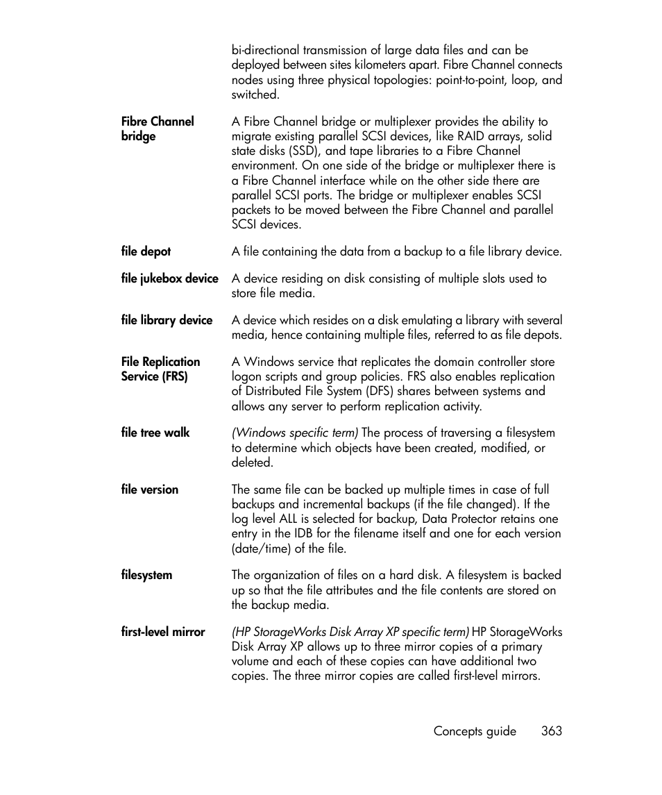 Fibre channel bridge | HP B6960-96035 User Manual | Page 363 / 422