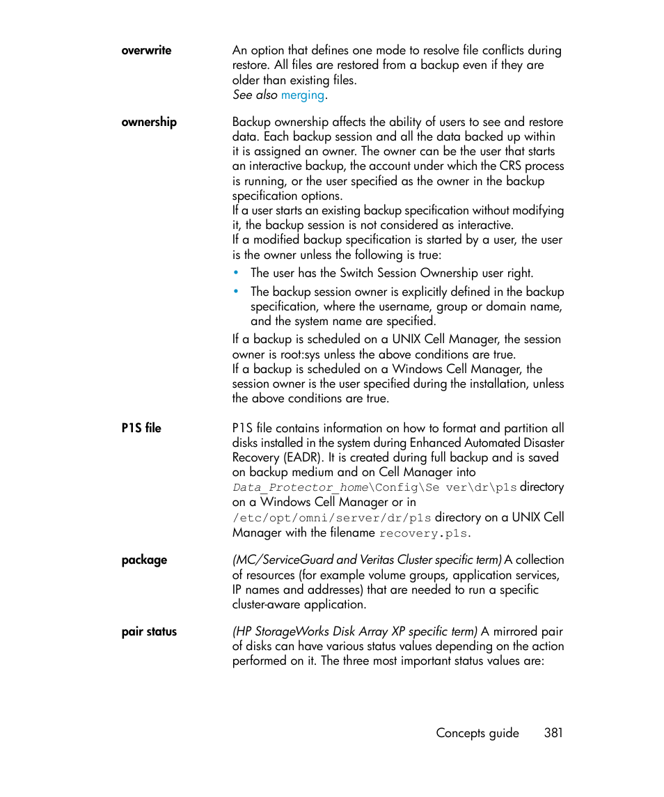 Overwrite | HP B6960-96035 User Manual | Page 381 / 422