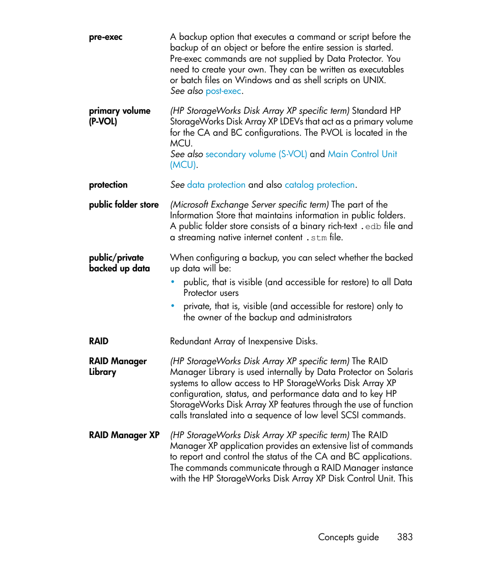 Primary volume | HP B6960-96035 User Manual | Page 383 / 422