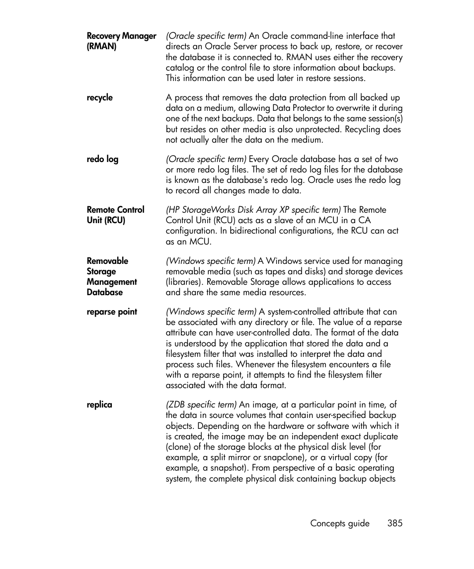 Replica, Remote control unit (rcu) | HP B6960-96035 User Manual | Page 385 / 422