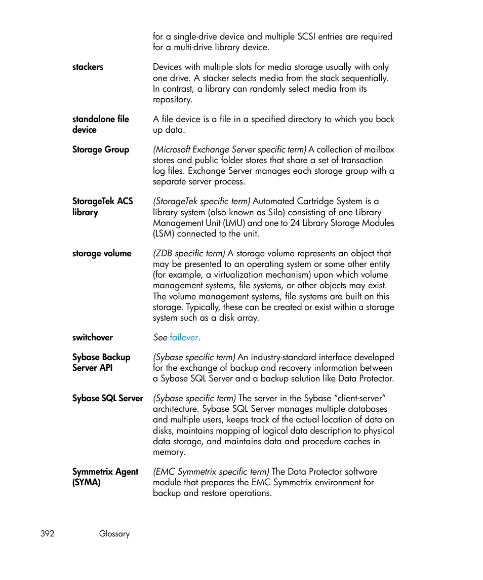 Symmetrix agent (syma) | HP B6960-96035 User Manual | Page 392 / 422