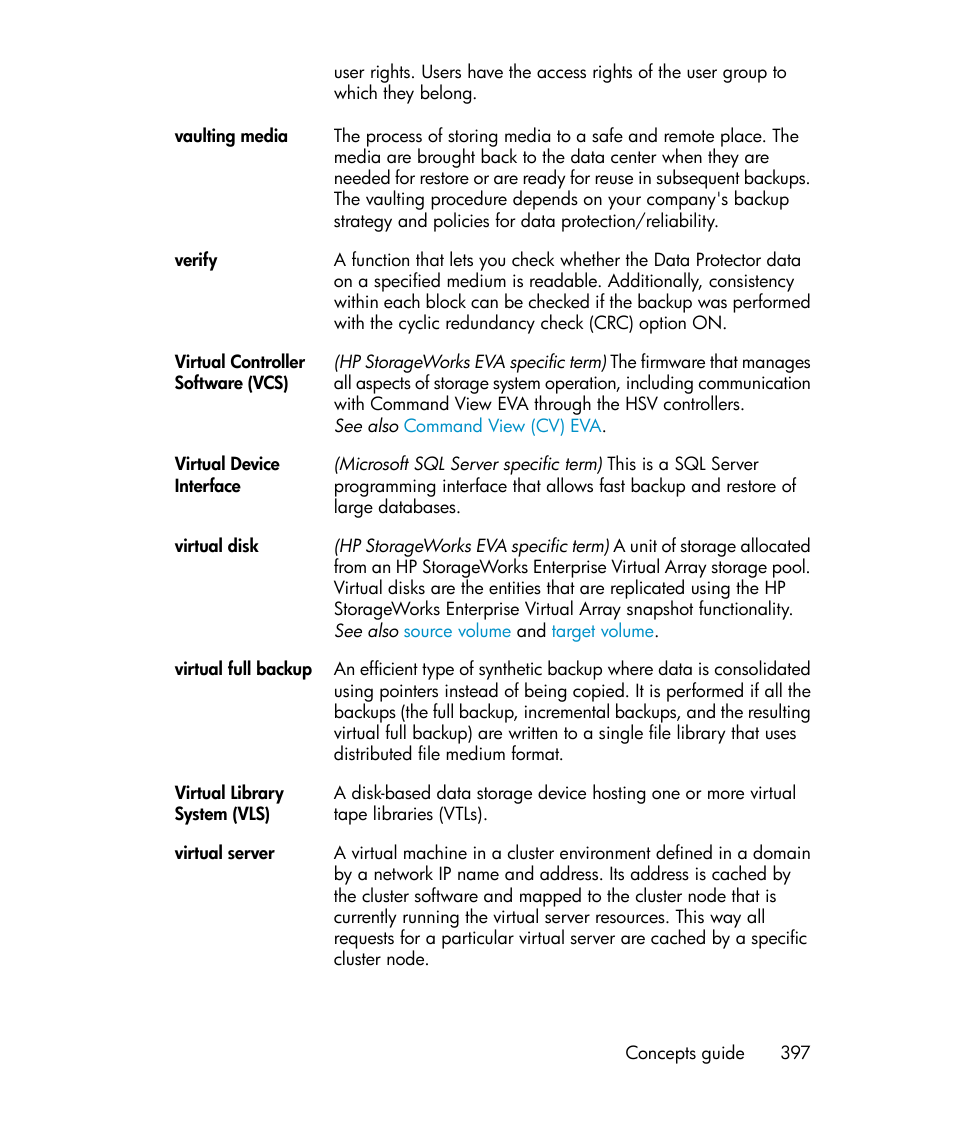 Virtual library system (vls) | HP B6960-96035 User Manual | Page 397 / 422