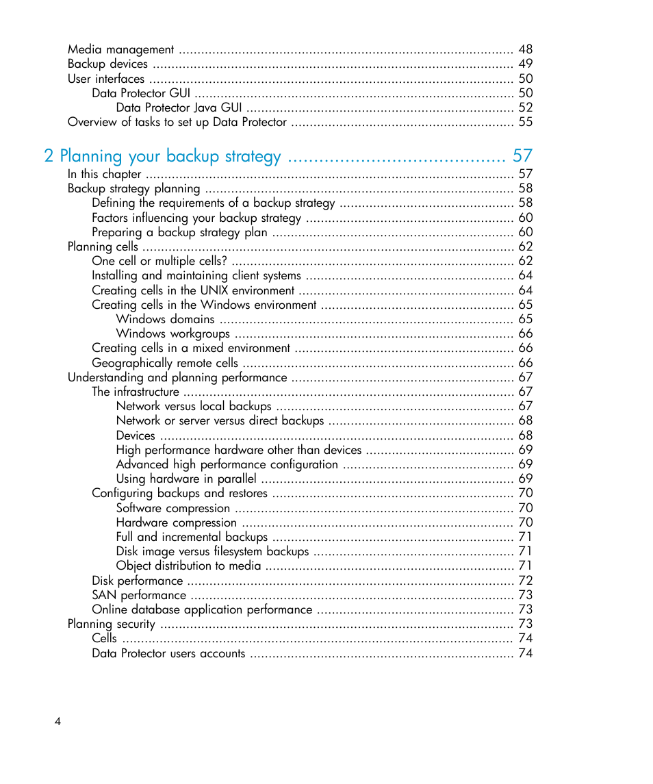 2 planning your backup strategy | HP B6960-96035 User Manual | Page 4 / 422