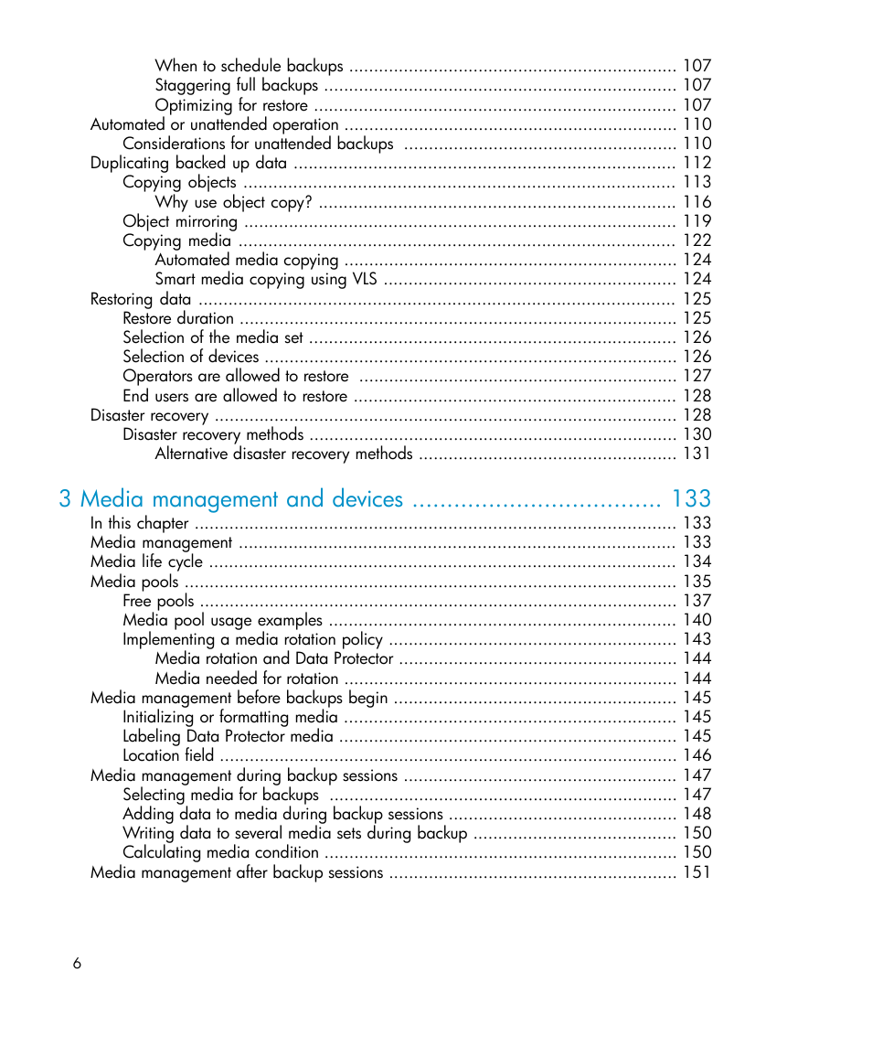 3 media management and devices | HP B6960-96035 User Manual | Page 6 / 422