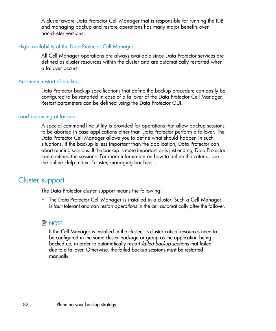 Cluster support | HP B6960-96035 User Manual | Page 82 / 422