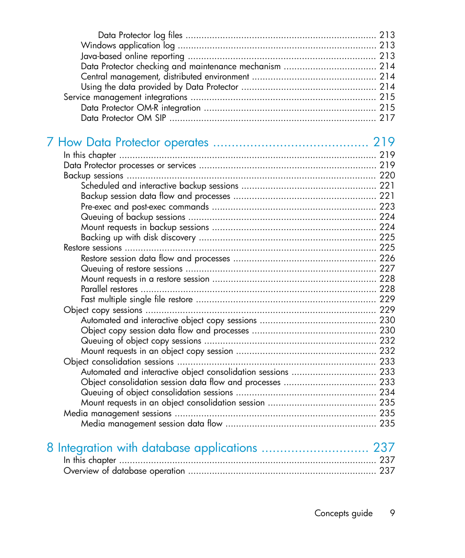 7 how data protector operates, 8 integration with database applications | HP B6960-96035 User Manual | Page 9 / 422