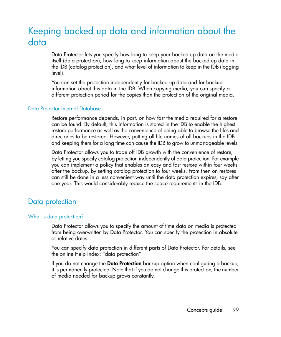 Data protection | HP B6960-96035 User Manual | Page 99 / 422