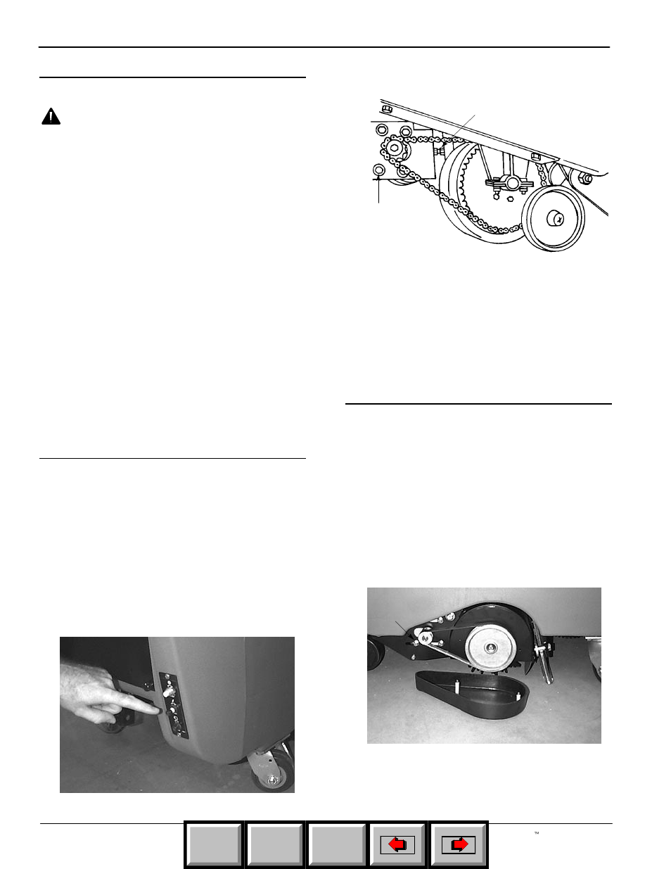 Battery maintenance, Drive chain maintenance, Brush belt maintenance | Operation, Home find... go to | HP Concorde 608349 User Manual | Page 14 / 37