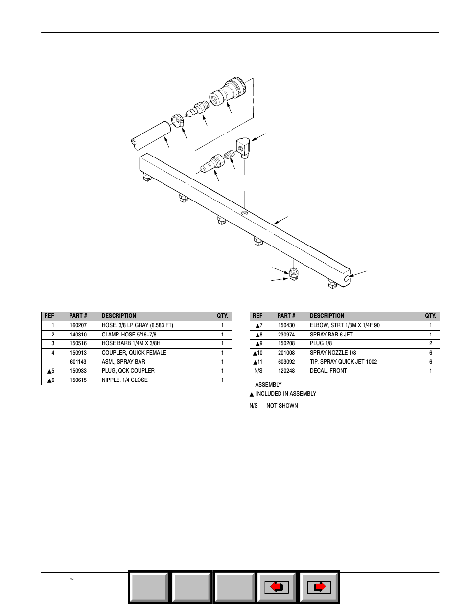 Spray bar group, Parts list, Home find... go to | HP Concorde 608349 User Manual | Page 33 / 37