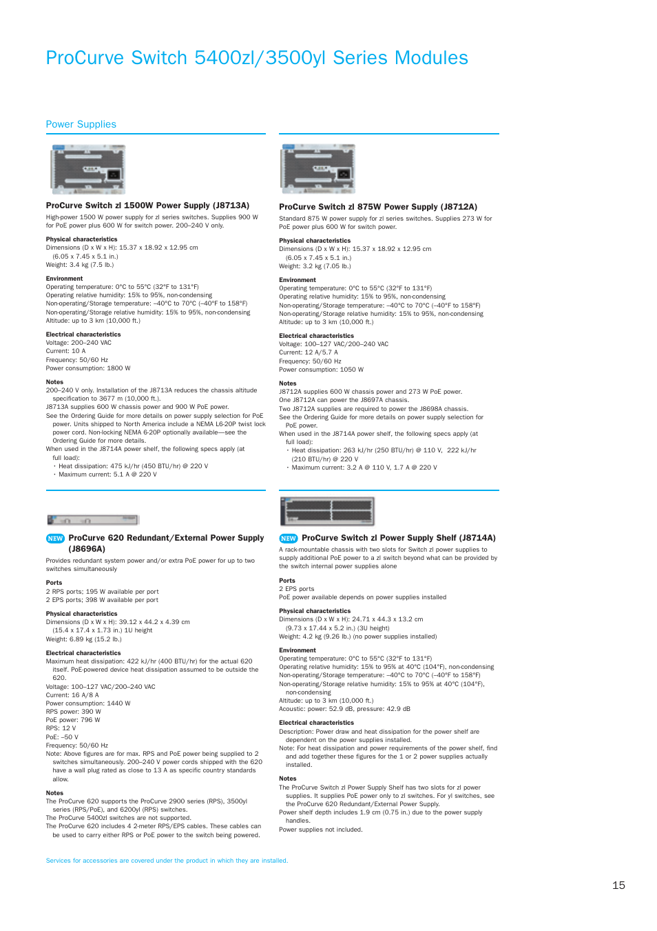 Power supplies | HP 3500yl Series User Manual | Page 15 / 16