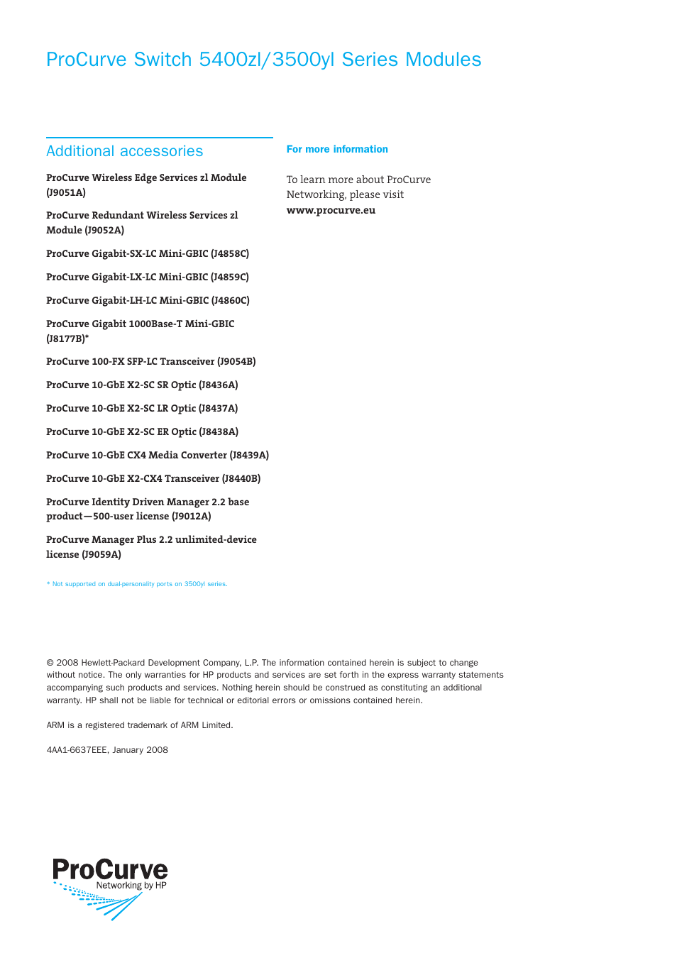 Additional accessories | HP 3500yl Series User Manual | Page 16 / 16