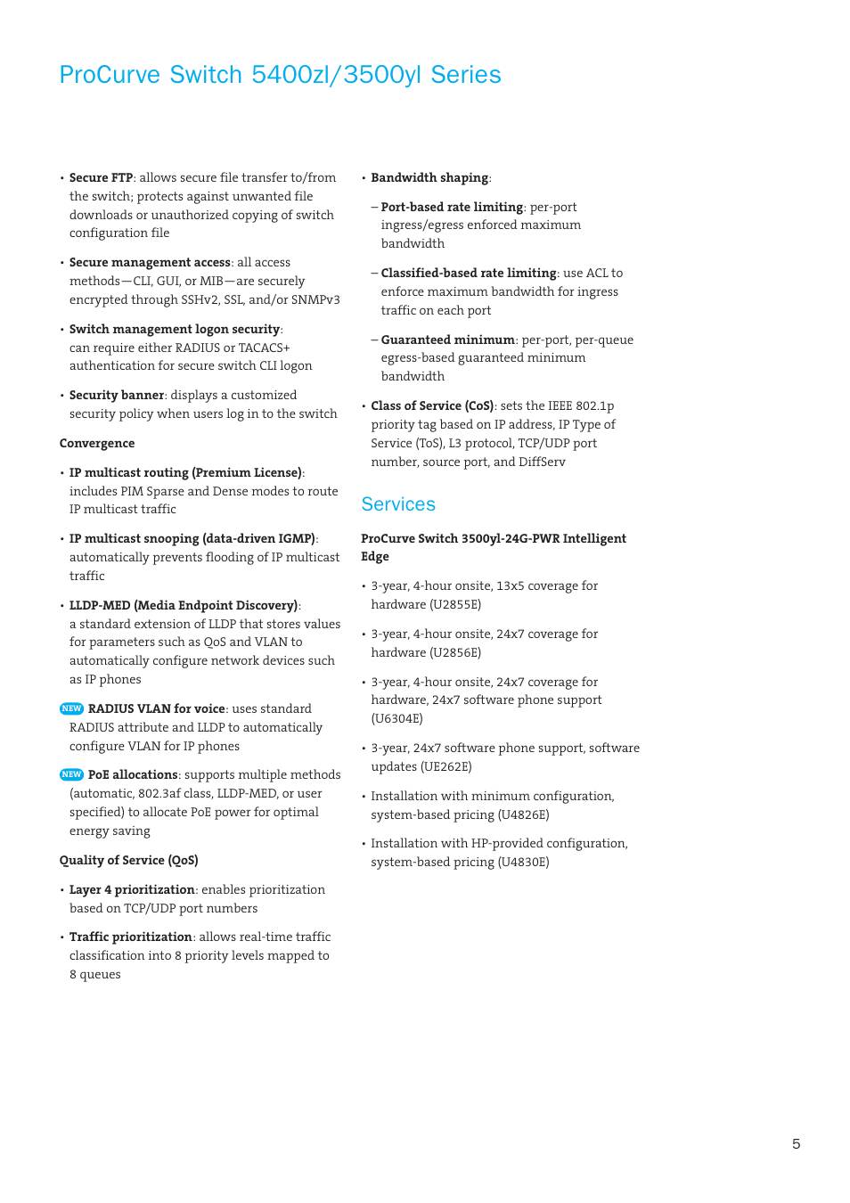 Services | HP 3500yl Series User Manual | Page 5 / 16